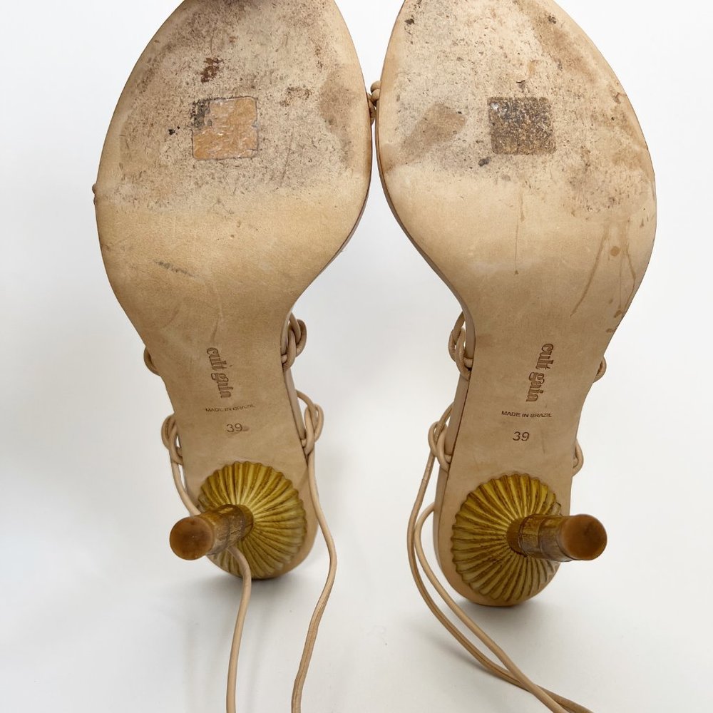 Cult Gaia Soleil Lace Up Leather High Heel Stiletto Sandals Sexy Wedding Guest - Picture 9 of 16